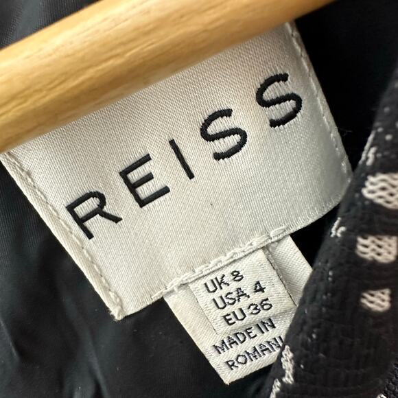 Reiss Janella Lace Overlay Knee Length‎ Shift Dress Womans 4 Whimsical Career - Picture 5 of 12